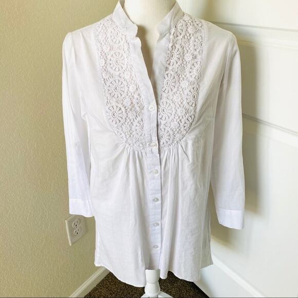 Soft Surroundings Petite Loiret Button Down Eyelet Tunic - Picture 1 of 8